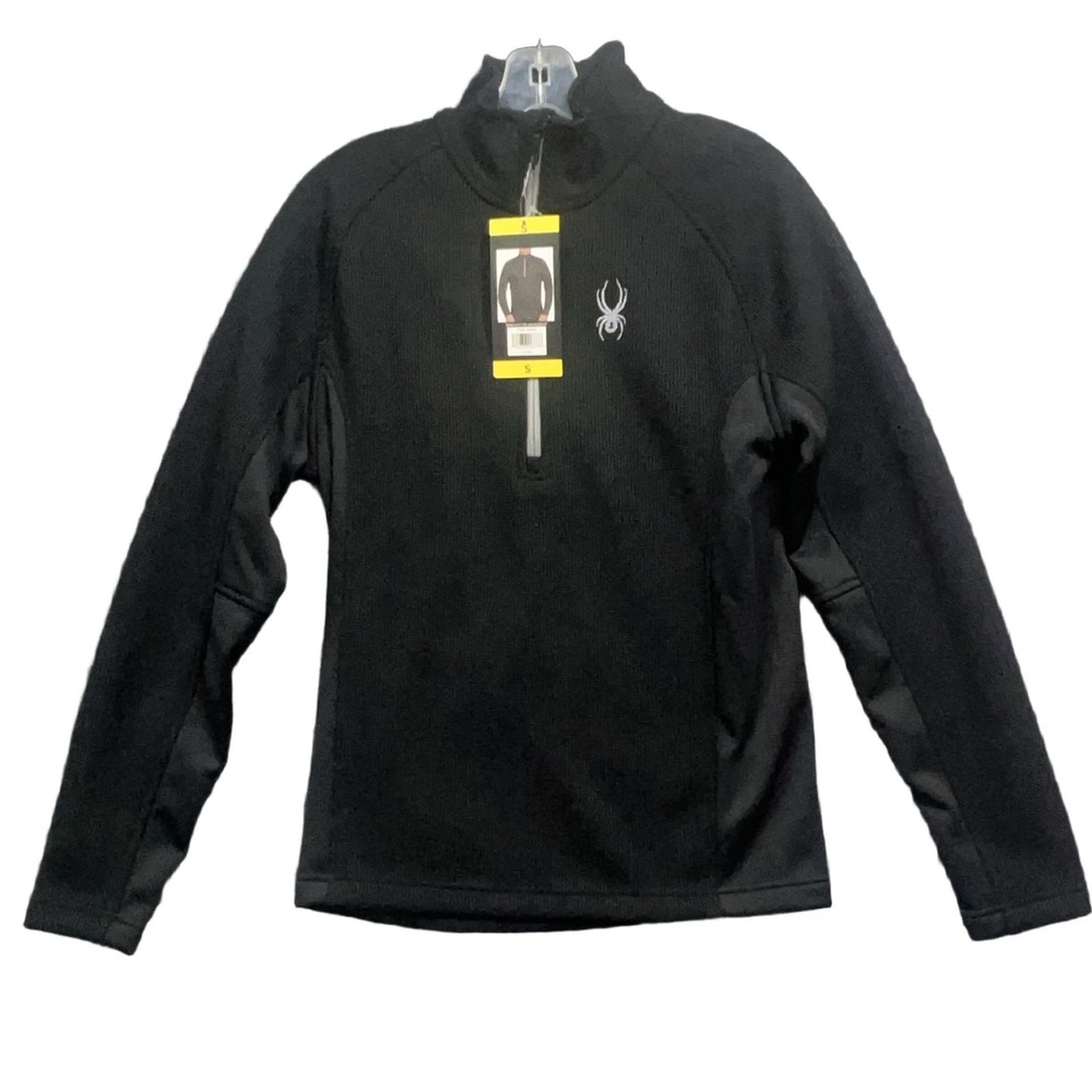 Spyder Mens 1/4 Zip Pullover Jacket Black Activewear 1299048 Size S